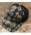 Casquette Trucker Noir Feuilles Tropicales Dorées