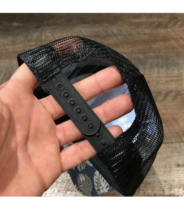 Casquette Trucker Noir Feuilles Tropicales Dorées