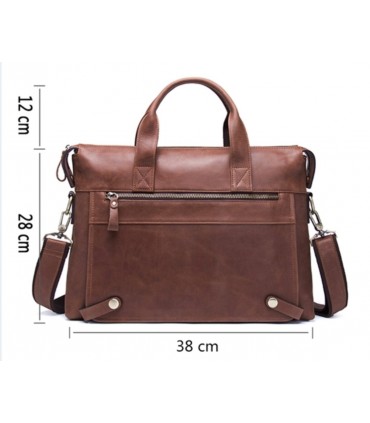 Sac porte-documents, ordinateur, Serviette , Sac d'affaires, bandoulière réglable cuir véritable marron unisexe