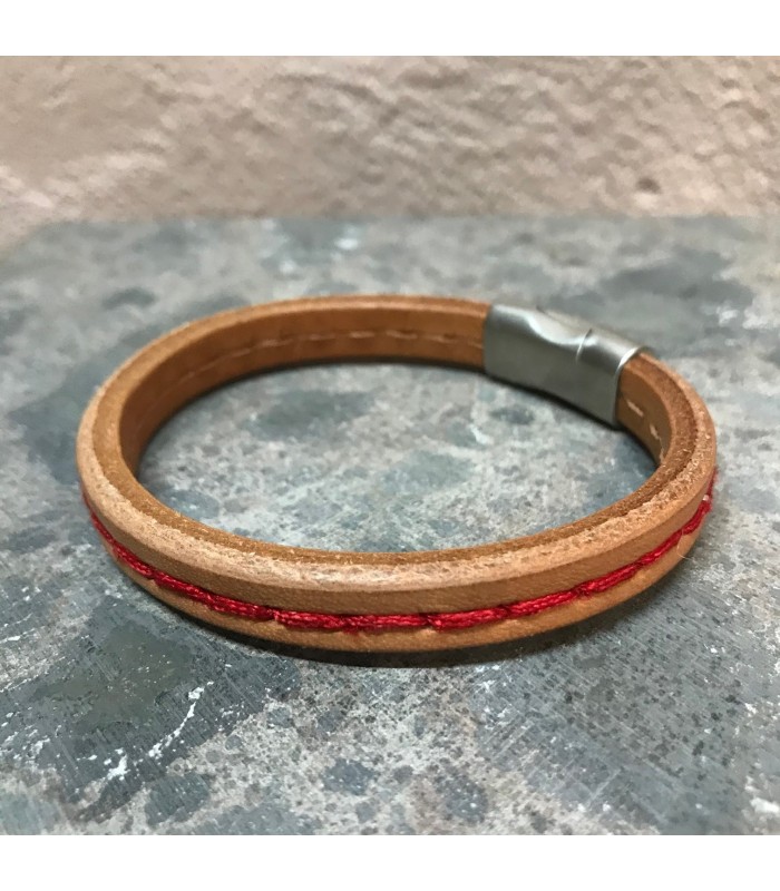 Bracelet cuir, fermoire acier à aimants