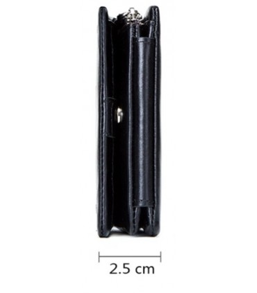 Porte-feuille 100% cuir 3 volets cuir véritable Noir avec fenêtre carte porte monnaie