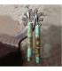 Boucles d'oreilles pendantes en zinc avec sa perle cylindrique bleu turquoise style boho