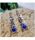 Boucles d'oreilles perle bleue en zinc