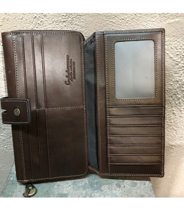 PorteFeuille Long 100% cuir haut de gamme 3 pans
