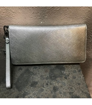 Portefeuille Long 100% cuir haut de gamme argenté