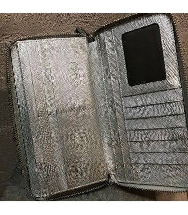 Portefeuille Long 100% cuir haut de gamme argenté