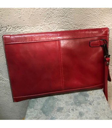 Pochette Enveloppe 100% cuir haut de gamme rouge
