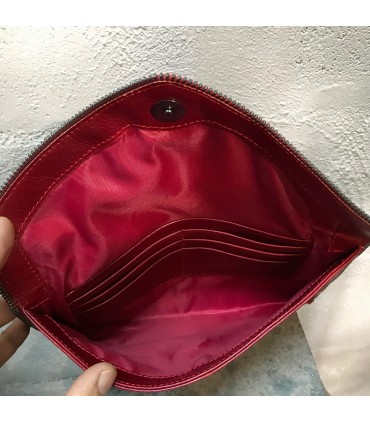 Pochette Enveloppe 100% cuir haut de gamme rouge