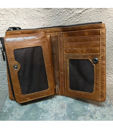 Portefeuille 100% cuir Vintage haut de gamme marron