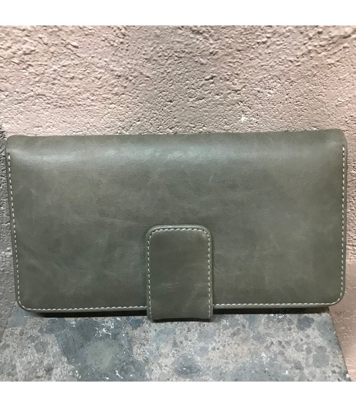 Portefeuille Long en cuir en cuir gris