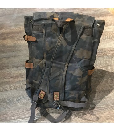 Sac camouflage canvas et cuir haut de gamme