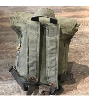 Sac canvas Kaki et cuir haut de gamme