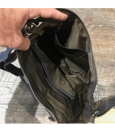 Sac canvas Bleu et cuir haut de gamme