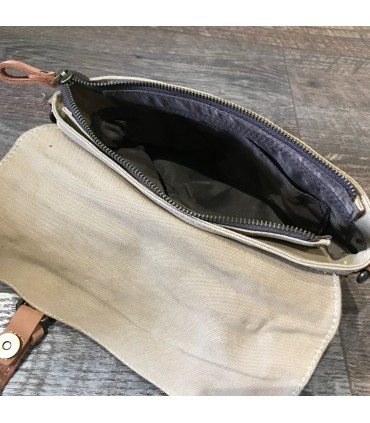 Sac canvas Beige waterproof et cuir haut de gamme