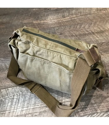 Sac canvas Kaki et cuir