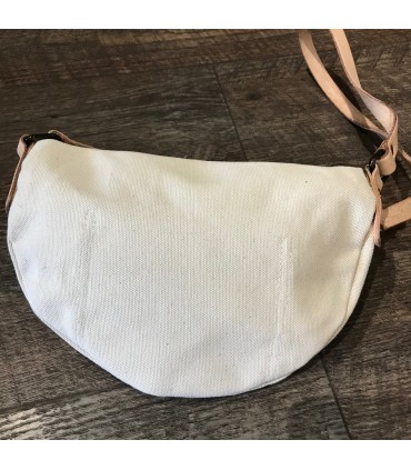 Sac banane canvas blanche et cuir