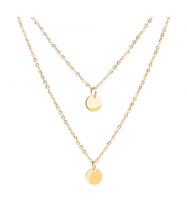 Collier multi-rangs en acier inoxydable, pendentif Médaillon non gravé