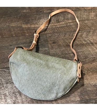 Sac banane canvas gris vert  et cuir