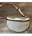 Sac banane canvas gris vert  et cuir