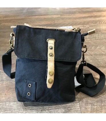 Sac canvas noir et cuir