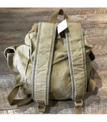 Sac à dos canvas kaki et cuir