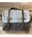 Sac canvas bleu waterproof et cuir haut de gamme