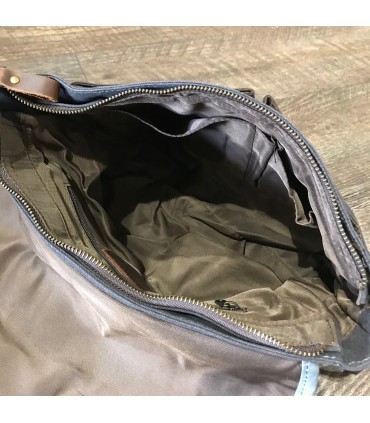 Sac canvas bleu waterproof et cuir haut de gamme