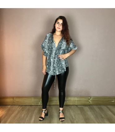 Top Tunique MCX2 MeltingPot, manches 3/4 à volant, Col V avec lien d'ajustement sous la poitrine