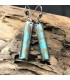 Boucles d'oreilles pendantes en zinc avec sa perle cylindrique bleu turquoise style boho