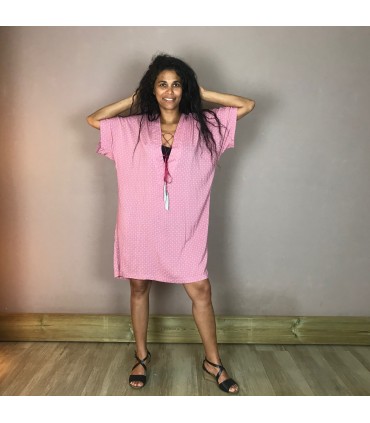 Robe MCS5 Col V plongeant, lacets de serrage avec pompoms