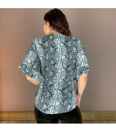 Top Tunique MCX2 MeltingPot, manches 3/4 à volant, Col V avec lien d'ajustement sous la poitrine