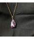 Collier Multi rang en zinc doré, pendentif en Améthyste et breloques triangles et tubes