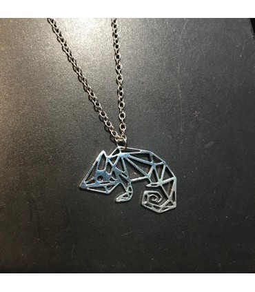 Collier en acier inoxydable minimaliste Caméléon façon Origami, bijou géometrique
