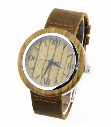 Montre en bois Zebra et bracelet cuir