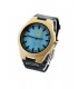 Montre en bambou, bracelet cuir