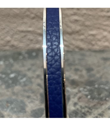 Jonc bleu en acier inoxydable et cuir