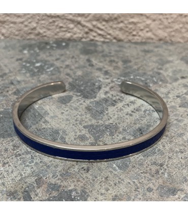 Jonc bleu en acier inoxydable et cuir