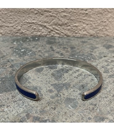 Jonc bleu en acier inoxydable et cuir