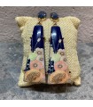 Boucles d'oreilles Bleues Marine japonisantes, impression sur résine, style rétro