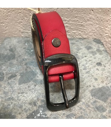 Ceinture cuir véritable rouge ajustable