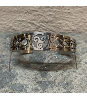 Jonc en acier inoxydable Triskèle argenté