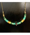 Collier pendentif étoile dorée assemblé à des perles Tila (vertes, jaunes, oranges), style Boho, ras de cou en acier inoxydable