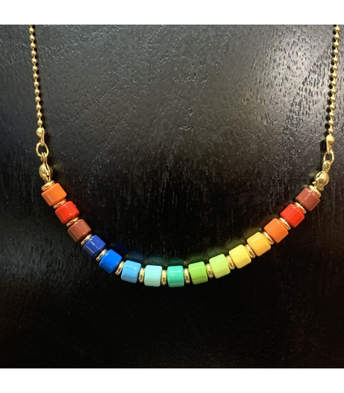 Collier RAINBOW ensemble de perles Tila, style Boho, ras de cou en acier inoxydable