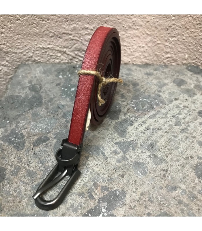 Ceinture cuir véritable rouge ajustable