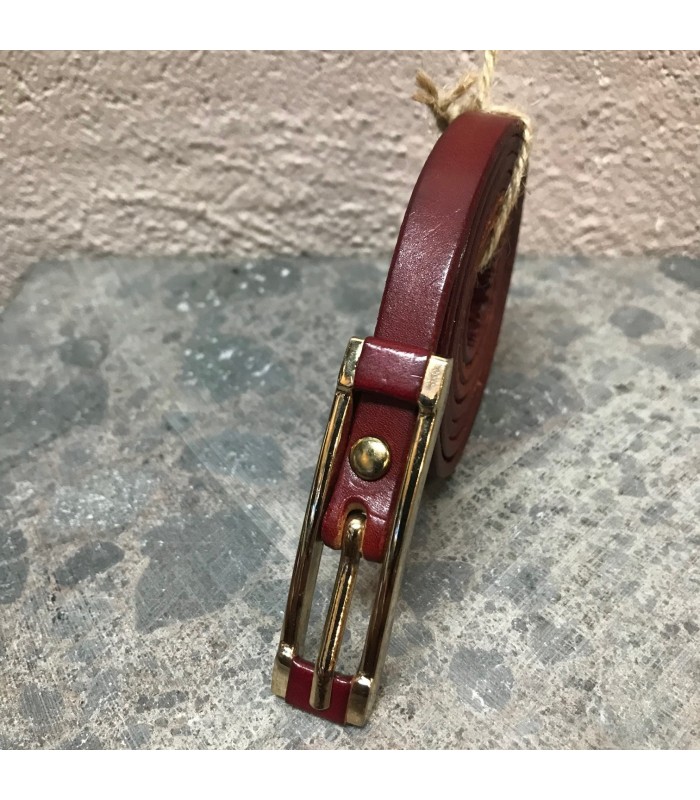 Ceinture cuir véritable rouge ajustable