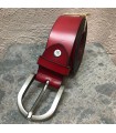 Ceinture cuir véritable rouge ajustable