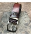 Ceinture cuir véritable marron bordeau ajustable