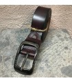 Ceinture cuir véritable marron bordeau ajustable