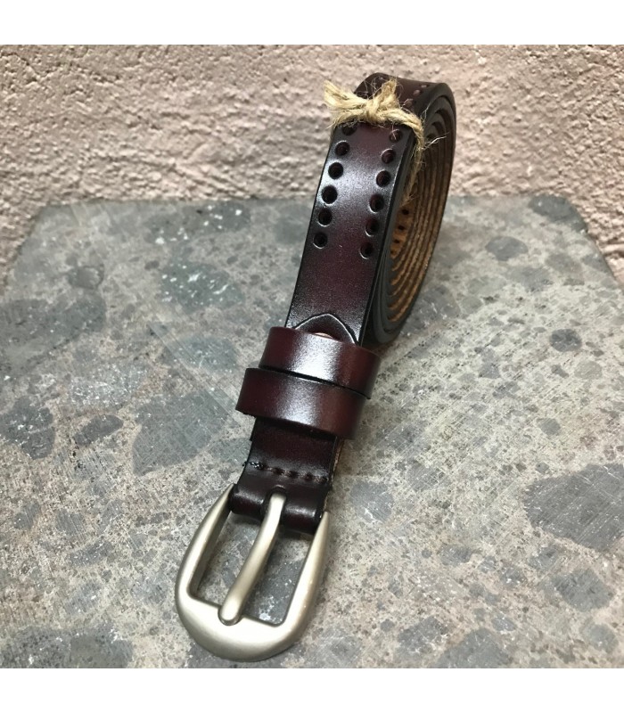 Ceinture cuir véritable marron ajustable