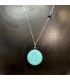 Collier en acier inoxydable Argent et son pendentif rond en Howlite Bleu turquoise
